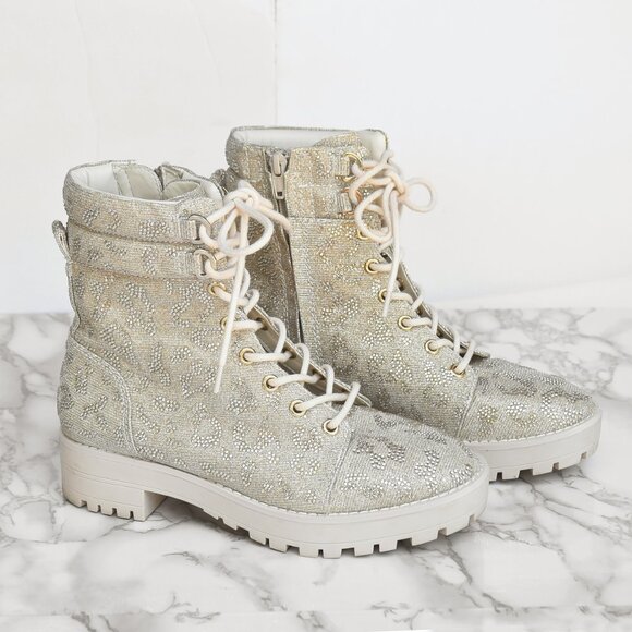 Gianni Bini Balynne Glitzy Leopard Sparkle Textile Boot Size 6 - Picture 2 of 7